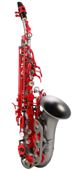Growling Sax Special Edition Curved Soprano Saxophone - Red Lava Keys/Black Body